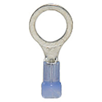 16-14 AWG NYLON INSULATED BRAZED BARREL RING CONNECTOR WITH 1/4 STUD