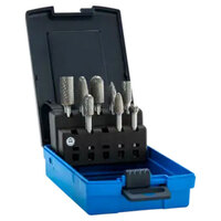 CARBIDE BUR SET 8 PIECE DOUBLE CUT 1/4" SHANK PLASTIC CASE