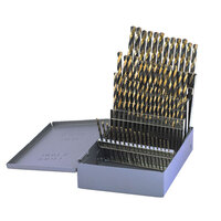 60 PIECE HSS BLACK & GOLD 135 DEGREE SPLIT POINT JOBBER LENGTH NUMBER DRILL BIT INDEX