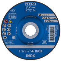 5 X 1/4 GRINDING WHEEL 7/8 ARBOR SG INOX DEPRESSED CENTER TYPE 27 ALUMINUM OXIDE