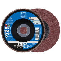 4 X 40 GRIT POLIFAN FLAP DISC 5/8 ARBOR A SG STEELOX TYPE 27