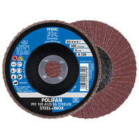4 X 120 GRIT POLIFAN FLAP DISC 5/8 ARBOR A SG STEELOX TYPE 27
