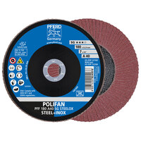 7 X 40 GRIT POLIFAN FLAP DISC 7/8 ARBOR A SG STEELOX TYPE 27