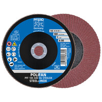 7 X 80 GRIT POLIFAN FLAP DISC 7/8 ARBOR ALUMINUM OXIDE A SG STEELOX TYPE 27