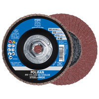 4 1/2 X 40 GRIT POLIFAN FLAP DISC 5/8-11 ARBOR ALUMINUM OXIDE A SG STEELOX TYPE 27