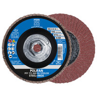 4 1/2 X 60 GRIT POLIFAN FLAP DISC 5/8-11 ARBOR ALUMINUM OXIDE A SG STEELOX TYPE 27