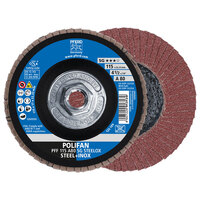4 1/2 X 80 GRIT POLIFAN FLAP DISC 5/8-11 ARBOR ALUMINUM OXIDE A SG STEELOX TYPE 27