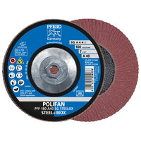 7 X 40 GRIT POLIFAN FLAP DISC 5/8-11 ARBOR ALUMINUM OXIDE A SG STEELOX TYPE 27
