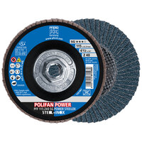 4 1/2 X 40 GRIT POLIFAN FLAP DISC 5/8-11 ARBOR ZIRCONIA Z SG POWER STEELOX TYPE 27