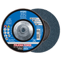 7 X 60 GRIT POLIFAN FLAP DISC 5/8-11 ARBOR ZIRCONIA Z SG POWER STEELOX TYPE 27