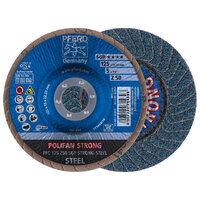 5 X 50 GRIT CONICAL POLIFAN FLAP DISC 7/8 ARBOR ZIRCONIA Z SGP STRONG STEEL TYPE 29