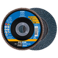5 X 80 GRIT POLIFAN FLAP DISC 7/8 ARBOR ZIRCONIA Z PSF STEELOX TYPE 29