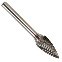 SG-1 1/4 X 5/8 CARBIDE BUR TREE POINTED END SINGLE CUT 1/4 SHANK