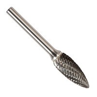 SH-1 1/4 X 1/2 CARBIDE BUR FLAME SHAPE SINGLE CUT 1/4 SHANK