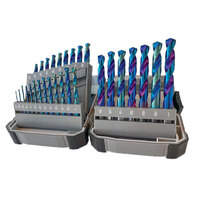 TRI-FLAT 29 PIECE ROCKY MOUNTAIN BLUE 135 DEGREE SPLIT POINT NAS HIGH SPEED STEEL JOBBER BIT INDEX