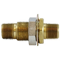 3/8-18 FIP X MIP BRASS BULKHEAD FITTING 1-14 UNS MALE STRAIGHT 1/2-14 NPTF HOLE SIZE 1 29/32 LENGTH