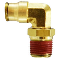 1/4 X 10-32 BRASS PUSH-IN 90 DEGREE SWIVEL MALE ELBOW