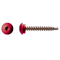 10 X 1 1/2 BRICK RED FINISH TORX DRIVE ECLIPSE HEAD WOODBINDER METAL ROOFING SCREW 100 COUNT BUCKET