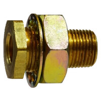 1/2-14 FIP X MIP BRASS BULKHEAD FITTING 1-14 UNS MALE STRAIGHT 1/2-14 NPTF HOLE SIZE 2 3/8 LENGTH