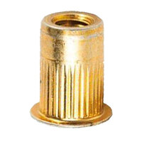 #8-32 YELLOW ZINC FINISH STEEL "L" STYLE LARGE FLANGE HEAD SPLINED RIVET NUT .130-.225 GRIP RANGE