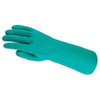 13" HEAVY MIL GREEN NITRILE EMBOSSED GRIP FLOCK LINED INDUSTRIAL GLOVE LARGE
