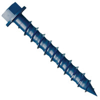 3/16 x 1 1/4 Blue Ceramic Finish Steel Phillips Drive Hex Washer Head Diamond Point Concrete Screw