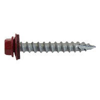 10 X 1 1/2 BRICK RED FINISH HEX WASHER HEAD W/ EPDM SEALING WASHER METAL ROOFING SCREW 100 COUNT